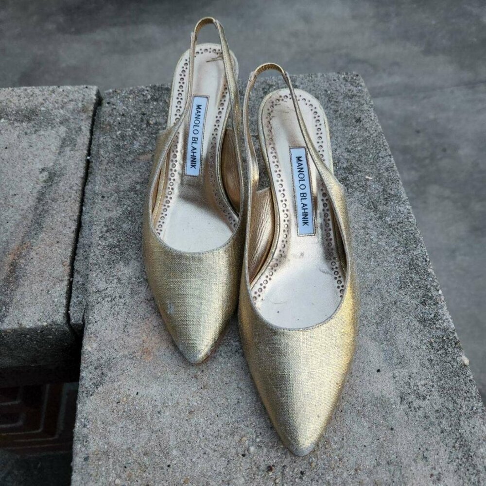 Gold Manolo Blahnik slingback heels